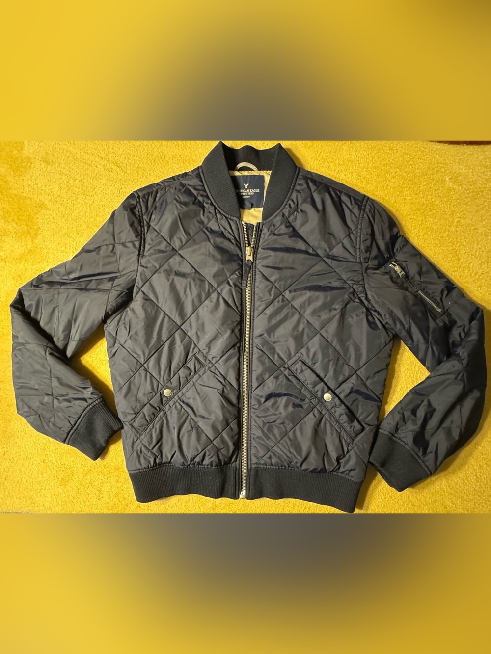 American Eagle Outfitters Quilted Bomber Jacket - Navy
